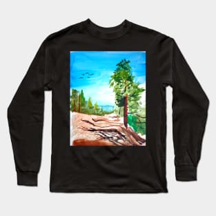 Original Watercolor of Colorado Mountains Long Sleeve T-Shirt